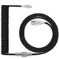 Coiled Keyboard Cable: 1.5M USB-C to USB-A Braided Cord with Detachable Aviator Connector, Durable & Tangle-Free for Custom & Mechanical Gaming Keyboards (Black)