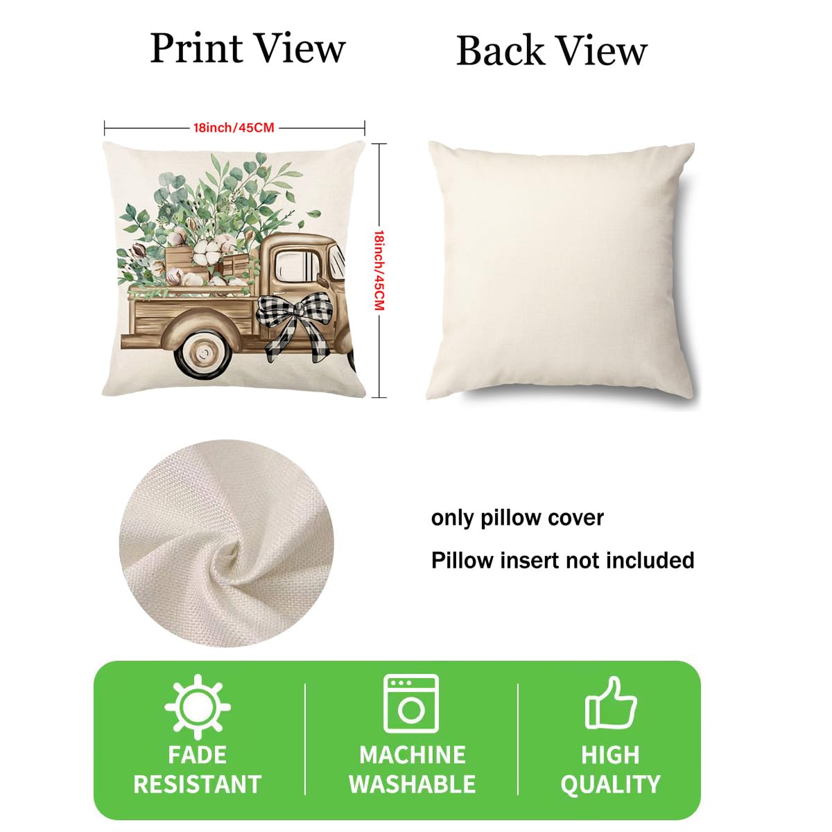 wyooxoo Throw Pillow Covers 18x18 Set of 4 Farmhouse Pillow Covers Home Sweet Home Cushion Cases for Sofa Couch Living Room Outdoor Home Decor