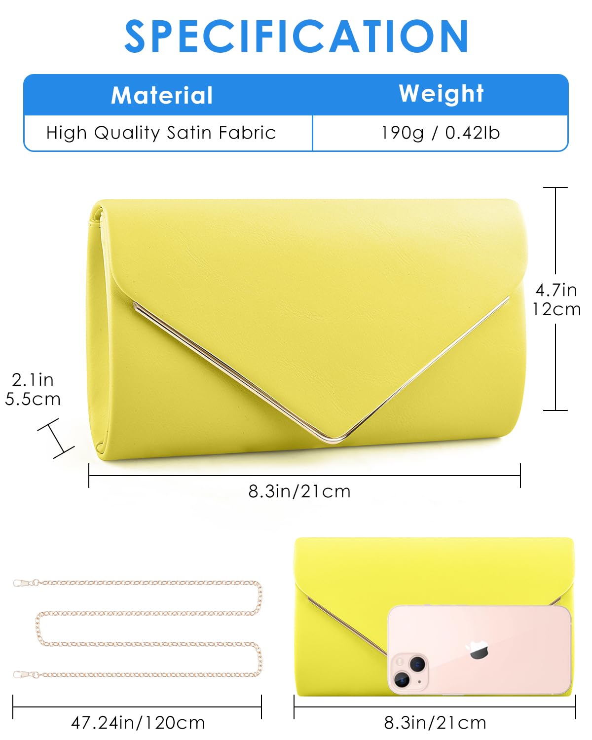 TINDTOP Clutch Purses for Women, PU Leather Formal Evening Bags Shoulder Party Handbags Wedding Cocktail Prom Clutches