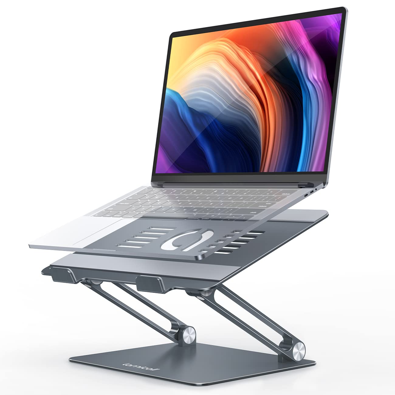 Lamicall Adjustable Laptop Stand, Portable Laptop Riser, Aluminum Laptop Stand for Desk Foldable, Ergonomic Computer Notebook Stand Holder for MacBook Air Pro, Dell XPS, HP (10-17.3'') - Silver