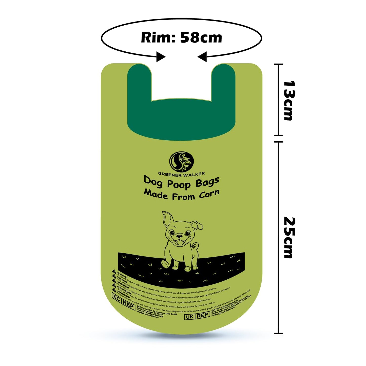 GREENER WALKER Tie Handles Poo Bags for Dog Waste, 600 Doggy Waste Bags Extra Thick Strong 100% Leak-Proof (Green)