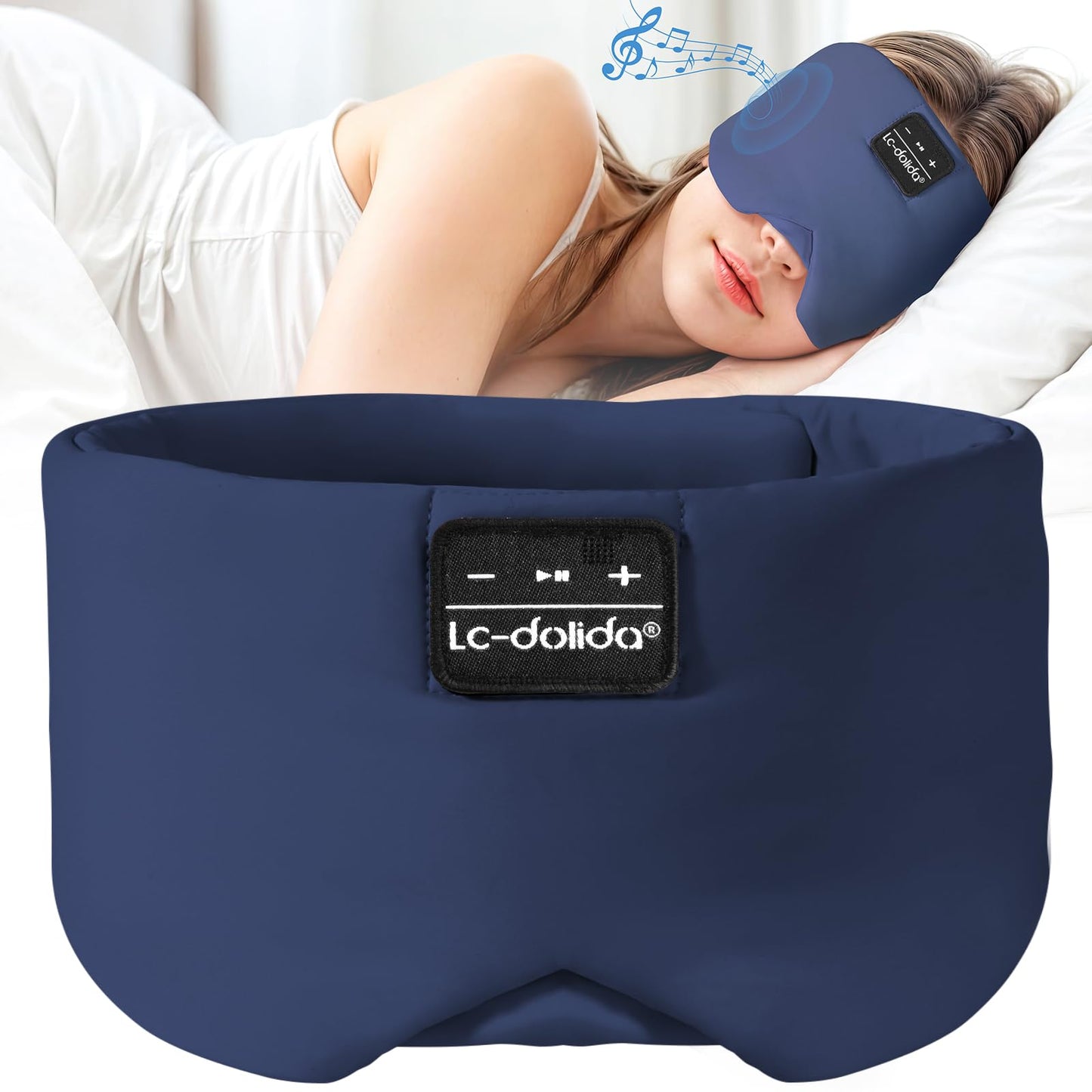 LC-dolida Sleep Mask with Bluetooth Headphones, Ice Silk Sleep Headphones with Bluetooth 5.4, Total Blackout Eye Mask for Sleeping, Soft Sleep Mask for Women Men, All Night Sleep, Travel(Purple)