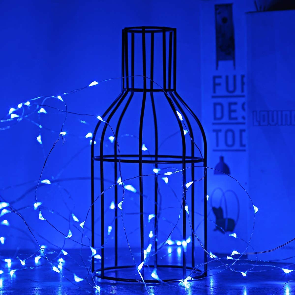 Sanniu Led Fairy Lights Battery Operated, 1 Pack Mini Battery Powered Copper Wire Starry String Lights for Christmas, Parties, Wedding, Bedroom, Patio, Indoor, Home Decoration (5m/16ft Blue)