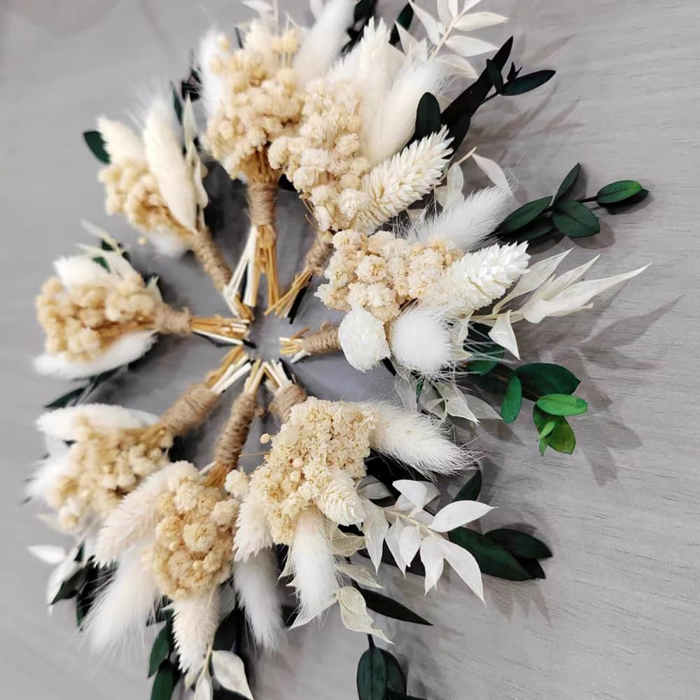 8Pcs Mini Pampas Decorative Dried Flowers Bouquet Preserve Floral for Wedding Home Decoration Christmas Halloween