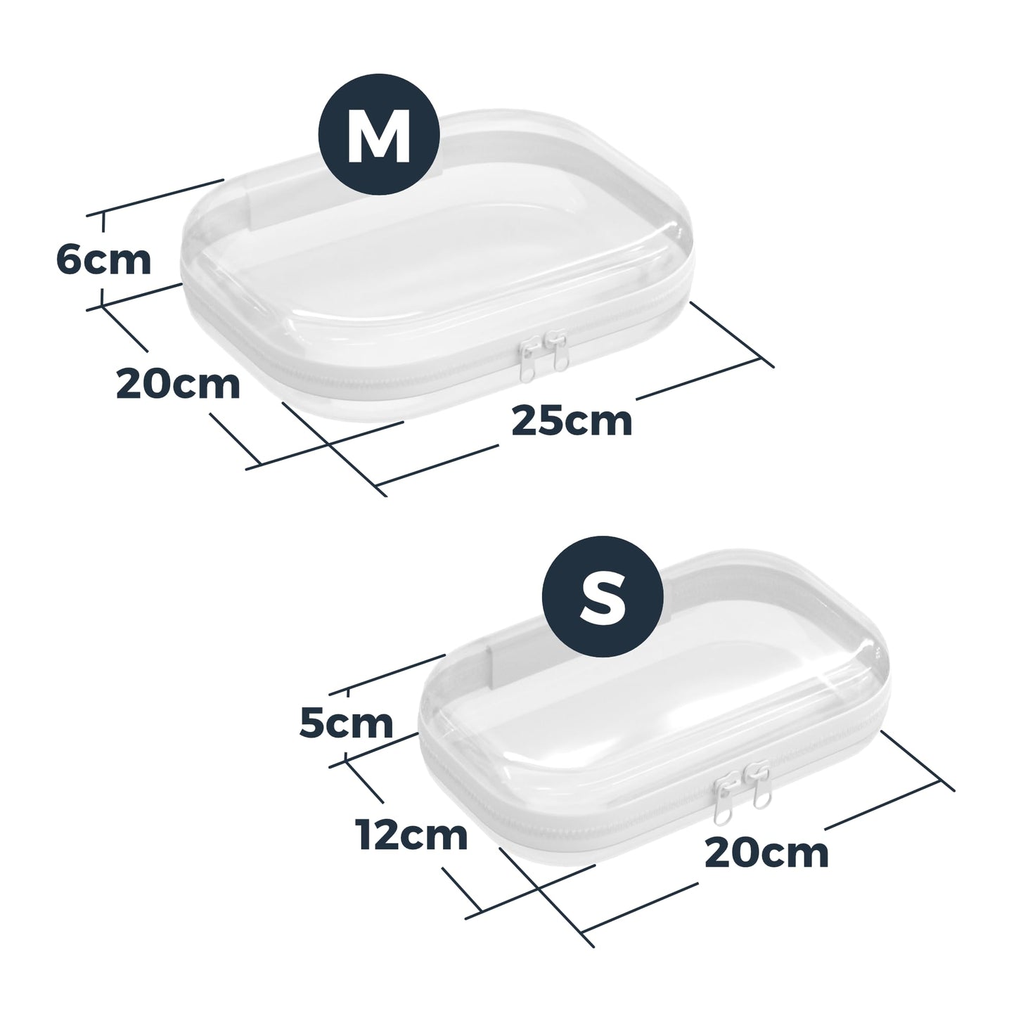 Clear Hard Shell Zipper Case 6 Pack, Clear Travel Makeup Case, Toiletry & Cosmetic Bag, Zippered Toy Storage, Make Up Organizer Pouch, Hard Plastic Toiletry Bag for Travel, 2x 14" 2x 10" 2x 8"