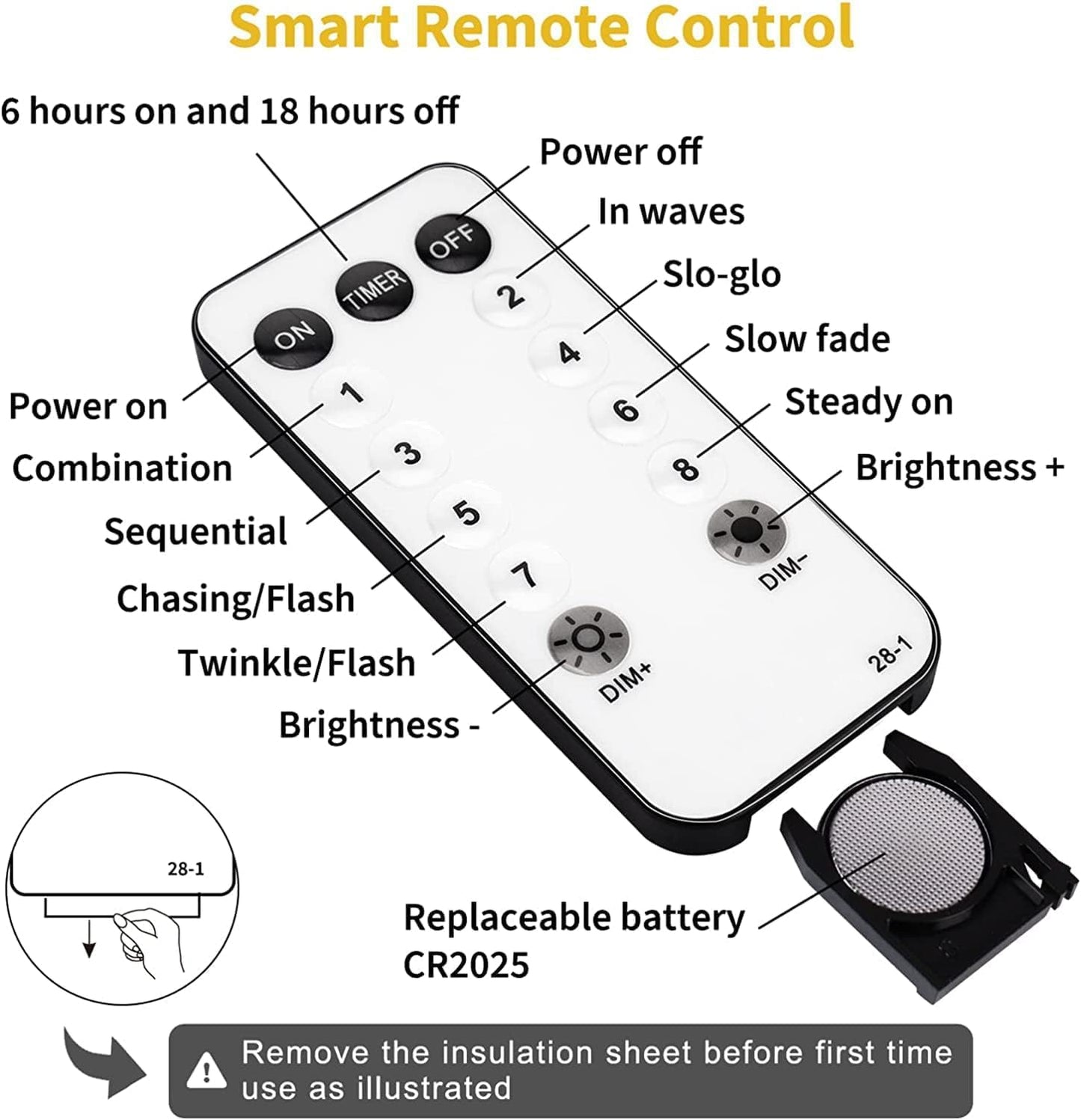 Star String Lights Plug in - 33 ft 100 LED Star Fairy String Lights with Remote and Timer, Waterproof for Bedroom Porch Wedding Party Patio Garden Tent Indoor Outdoor Décor, Warm White