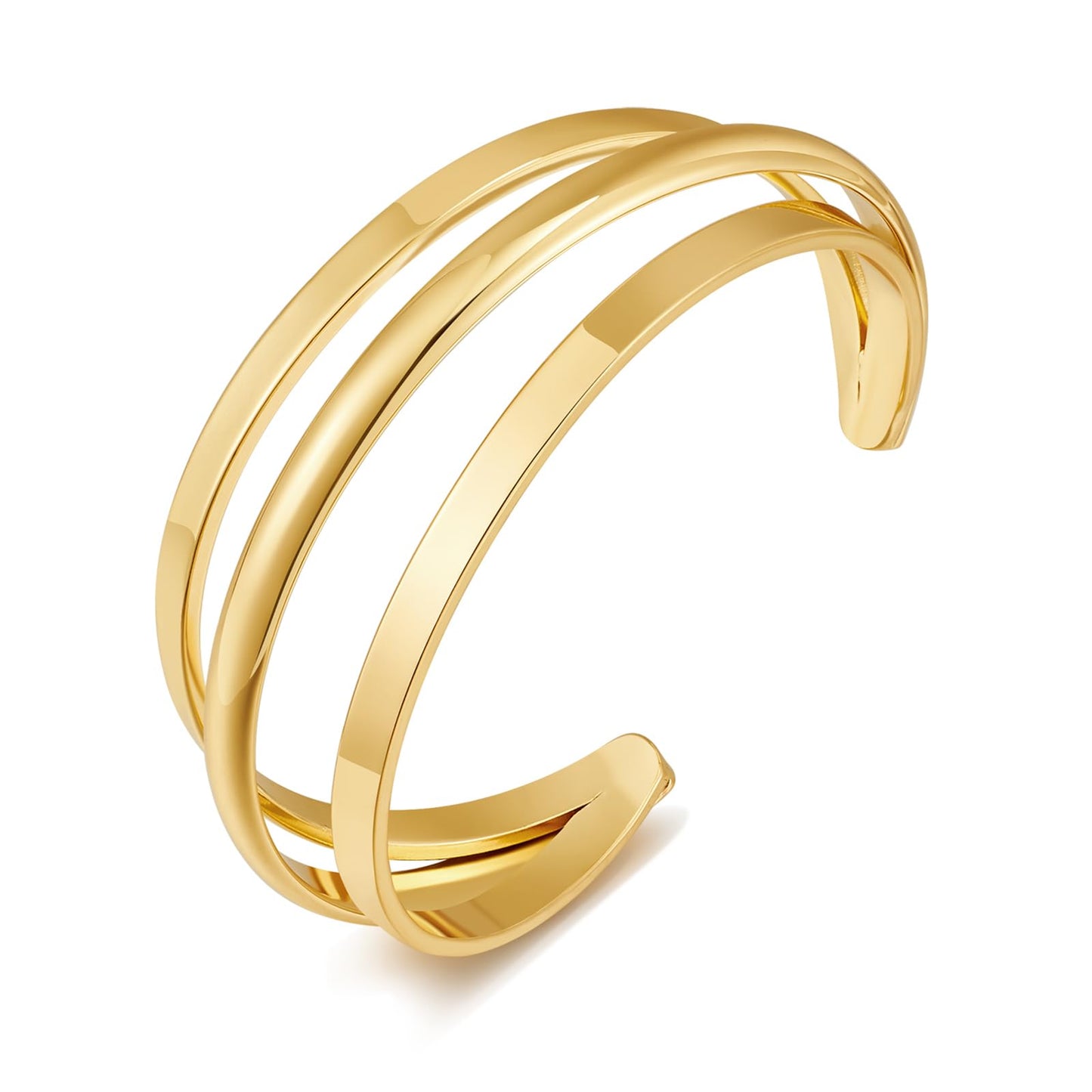 Gold Cuff Bracelet for Women Chunky Multi-layer Cross Wire Open Bracelet Hollow Wide Cuff Bracelets Adjustable Gold Open Cuff Bangle Bracelet