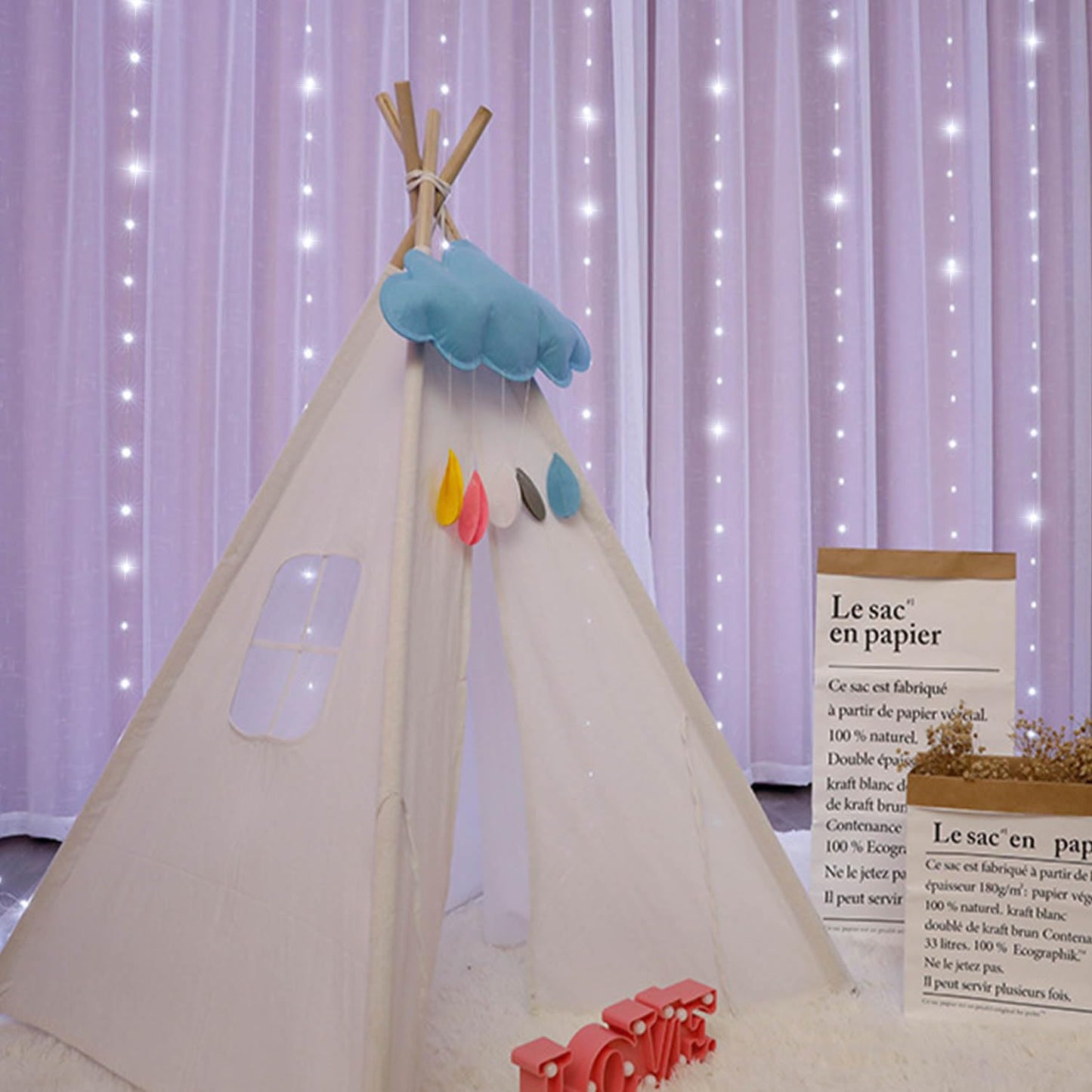 Curtain String Lights, 300 LED Fairy Lights with 8 Light Modes, 9.8x9.8Ft Remote Controlled Plug-in Fairy String Lights for Christmas, Bedroom, Indoor, Outdoor, Weddings, Party Decor (White)