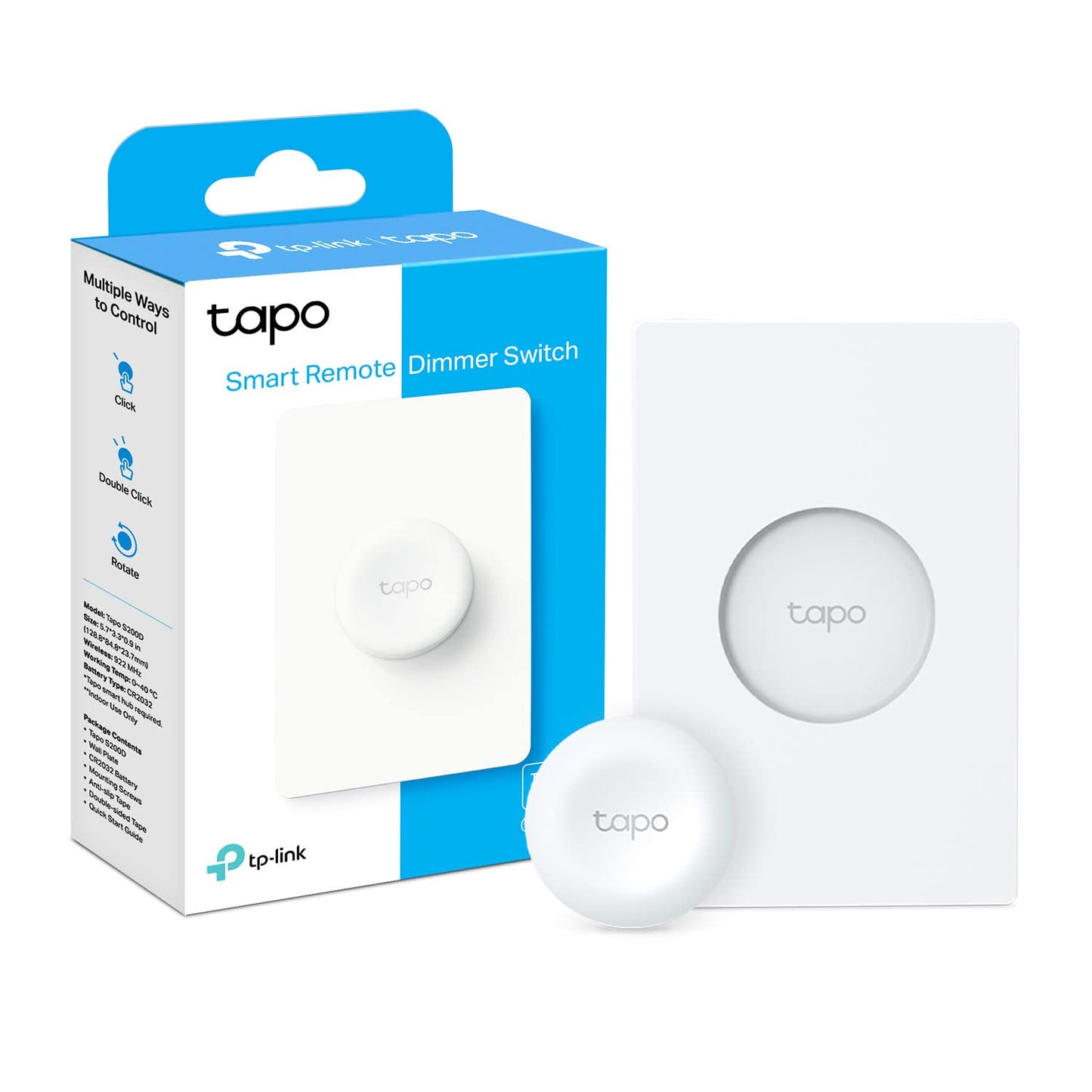 Tapo TP-Link Smart Button | Wireless Remote Dimmer Switch | 3-Way Control | Tap & Rotate HUB Required | 1+ Year Battery Life