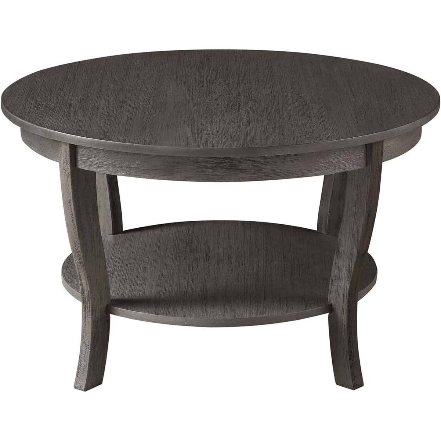 HomeStock Global Greatness Round Coffee Table with Shelf, Wood Finish, Classic Transitional Style Table, Two Tier Spacious Shelving, 30.00 x 30.00 x 18.00 Inch Espresso