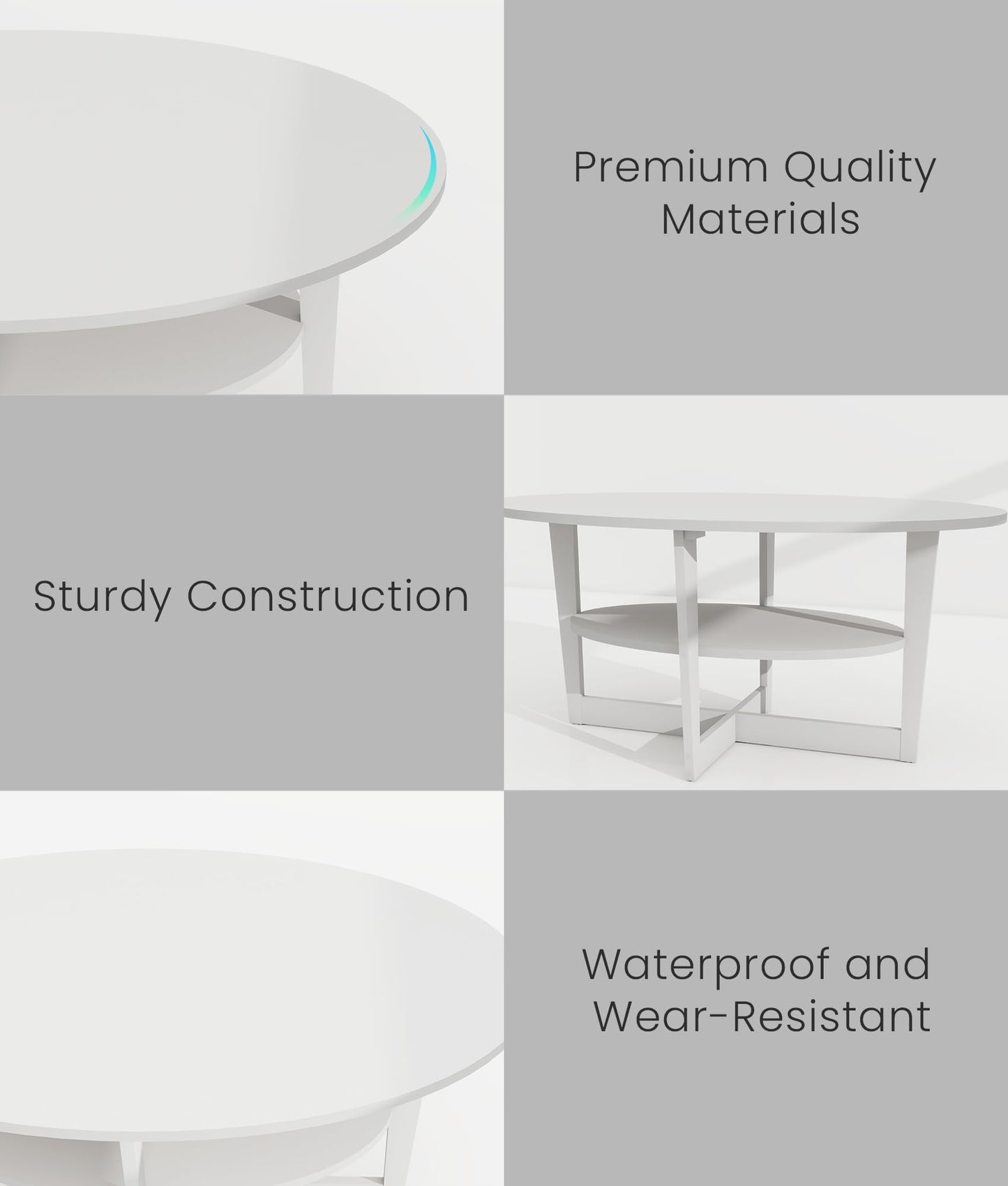 VPSMAT Coffee Table for Living Room, 2-Tier Round Wood Center Table with Storage Shelf Modern Design Home Furniture for Apartment White