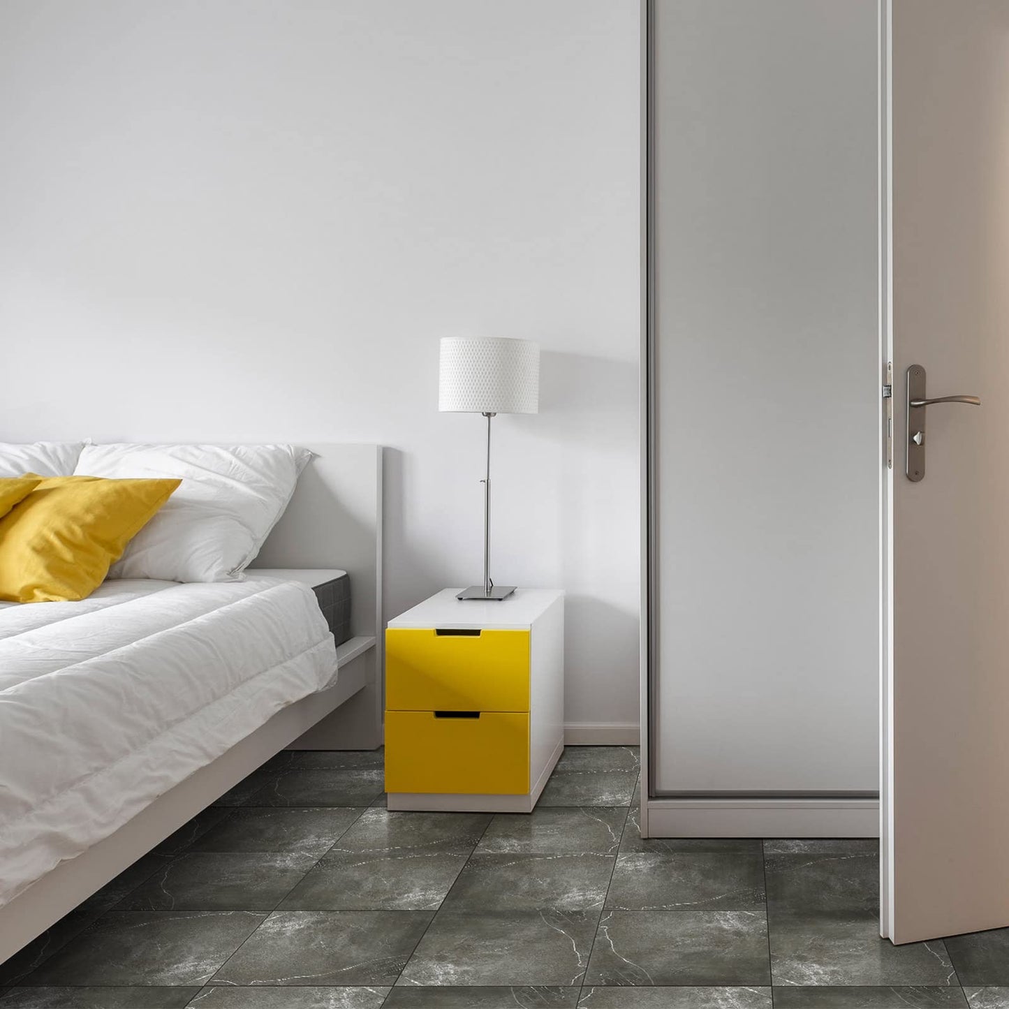 Spiareal 48 Pieces Peel and Stick Floor Tiles Vinyl Flooring 12 x 12 Inch Stick on Floor Tile Self Adhesive Waterproof DIY for Bathroom Kitchen Bedroom Living Room(Gray Marble)