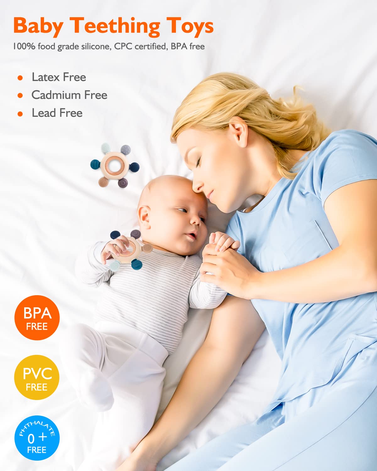 akolik Baby Teething Toys, Teething Relief Toy, BPA Free Baby Chew Toys Infant Toys Newborn Accessories, Teethers for Babies 0-3-6-9-12 Months Old Boys Girls