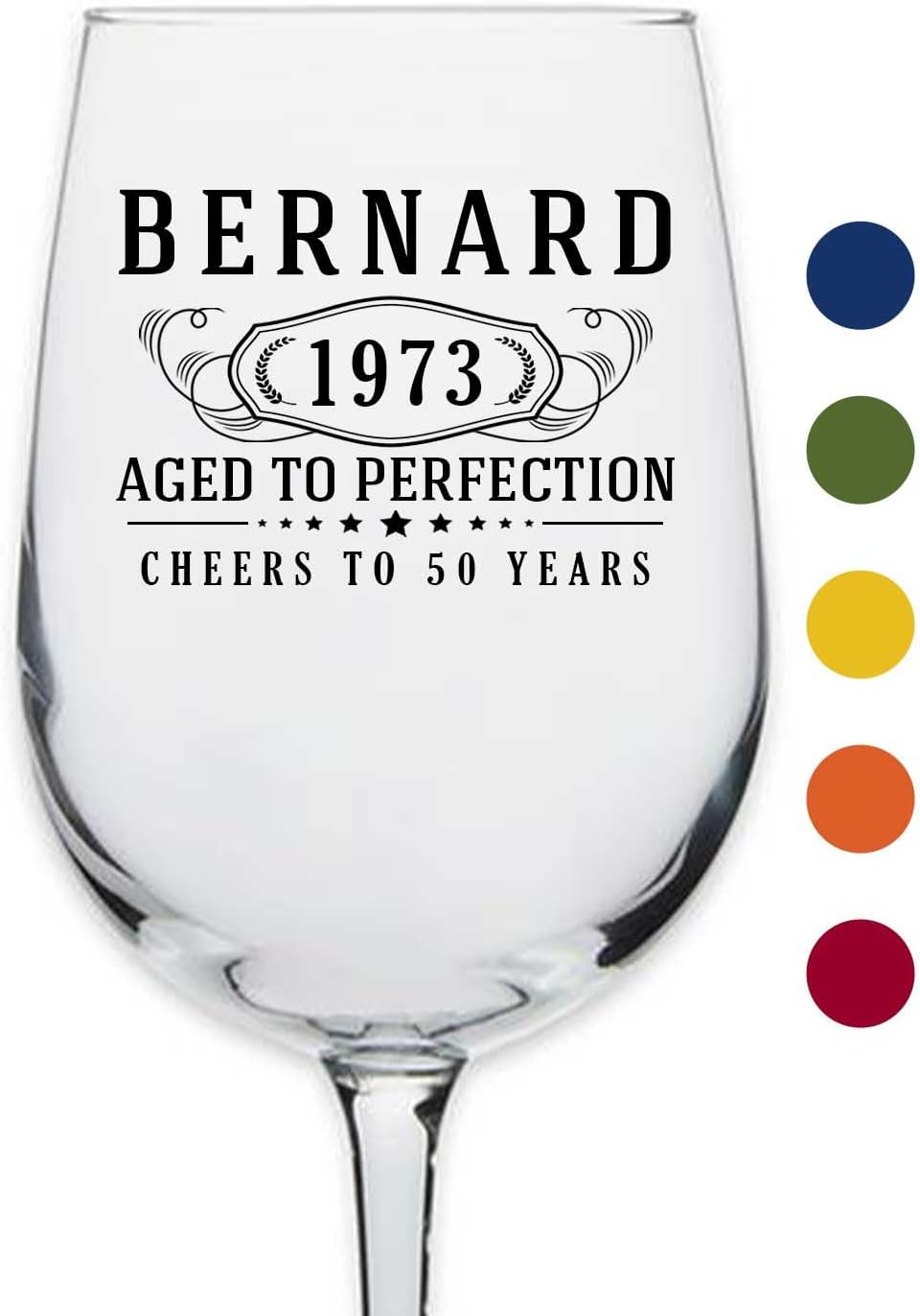 Personalized Printed 16oz Stemmed Wine Glass - Customized Gifts for Women, Unique Custom Name Happy 40th Birthday Gifts for Mom Sister Adult Daughter, Turning Years Old for Her, Bday Party, Bernard