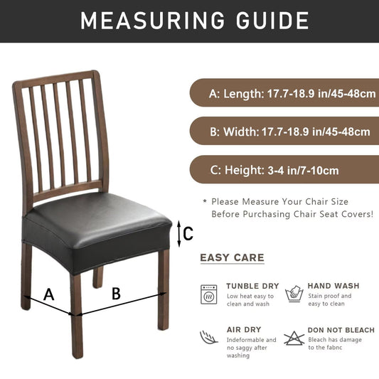 NILUOH Waterproof Seat Covers for Dining Room Chairs Set of 4, Pu Leather Chair Seat Slipcovers Dining Chair Cover Removable Washable Chair Protctor Cover, Rear Covers (PU-Black)