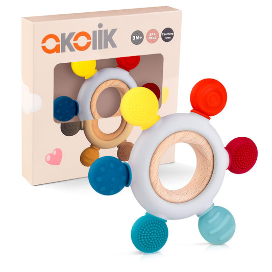 akolik Baby Teething Toys, Teething Relief Toy, BPA Free Baby Chew Toys Infant Toys Newborn Accessories, Teethers for Babies 0-3-6-9-12 Months Old Boys Girls