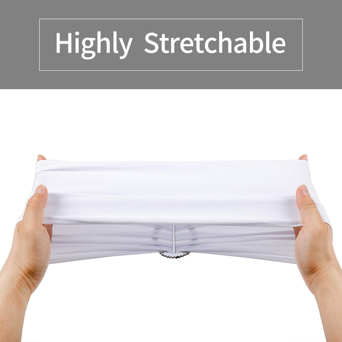 Peomeise 25pcs White Spandex Chair Sashes with Buckle Slider for Wedding, Party Decoration