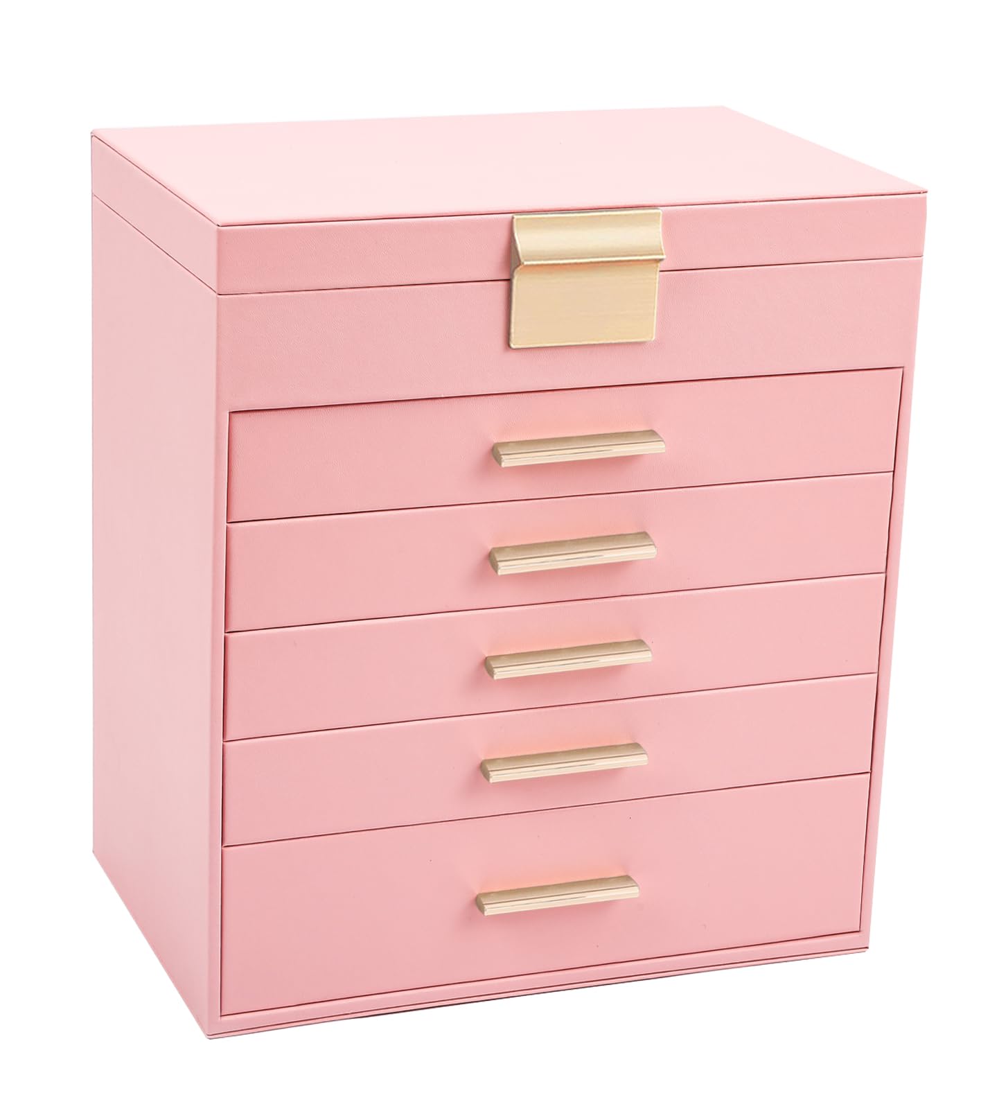 BOOVO Jewelry Boxes for Women, 5 Layer Jewelry Organizer with Necklace Hanger and Drawers, Large Jewelry Box for Earrings, Necklace and Bracelet Storage Gifts for Women and Girls (White, 5 Layer)