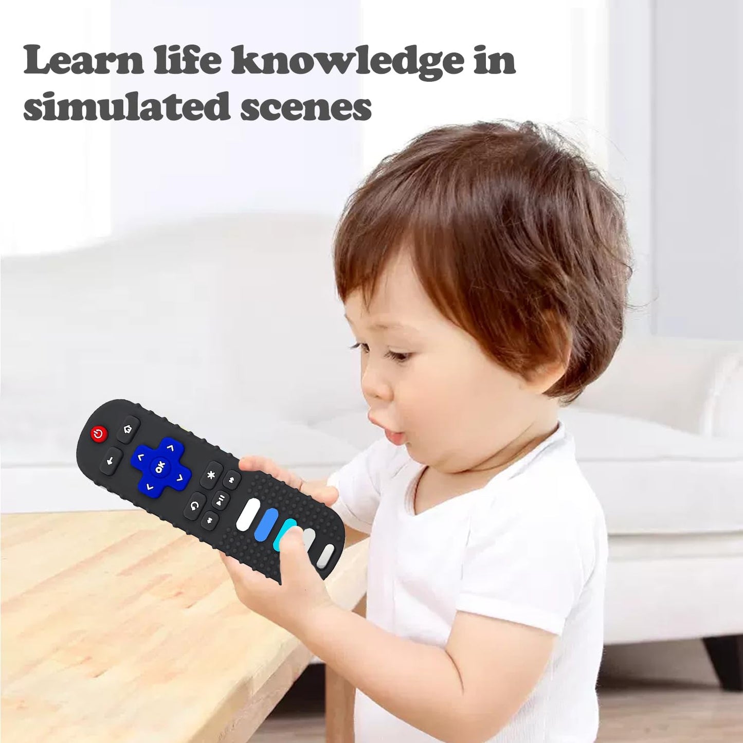 Silicone Baby Teething Toys, Teething Toys for Babies 3 6 18 24 Months, Baby Silicone Chew Toys,Remote Control Shape Teething Toys,BPA Free (Purple)