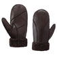MGGMOKAY Women Leather Mittens Shearling Sheepskin Fur Lined Winter Mitten Gloves