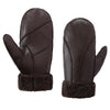 MGGMOKAY Women Leather Mittens Shearling Sheepskin Fur Lined Winter Mitten Gloves