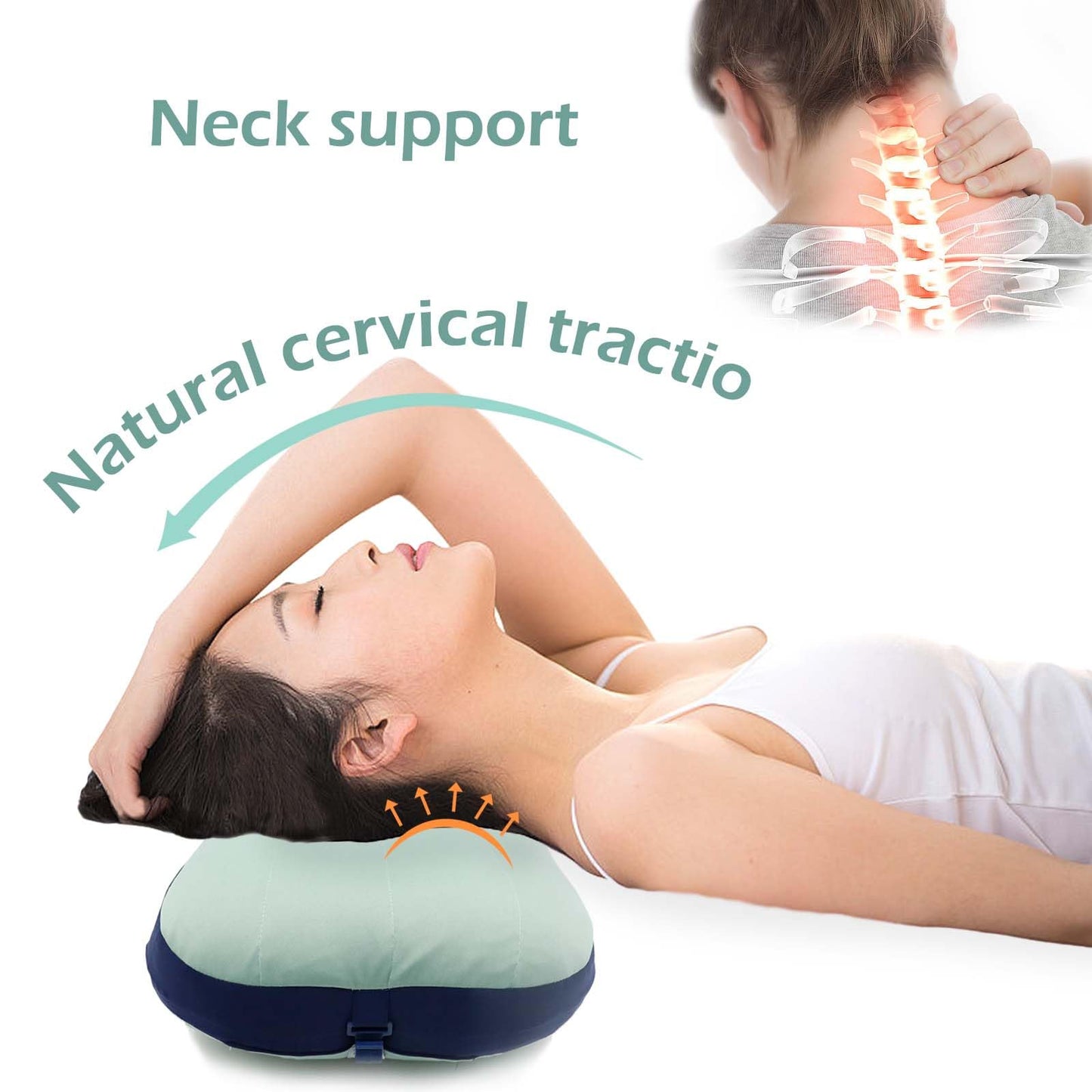 Cozeoa Inflatable Pillow, Portable Inflatable Neck Pillow, Ergonomic Inflating Pillows for Neck & Lumbar Support, Travel Air Pillows for Camping, Office, Hiking, Backpacking, Home