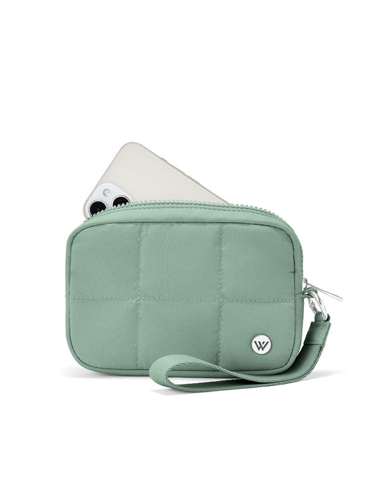 WESTBRONCO Puffer Wristlet Wallets for Women RFID Nylon Wallet with Zipper Quilted Purse for Travel Passport Credit Card Holder Phone