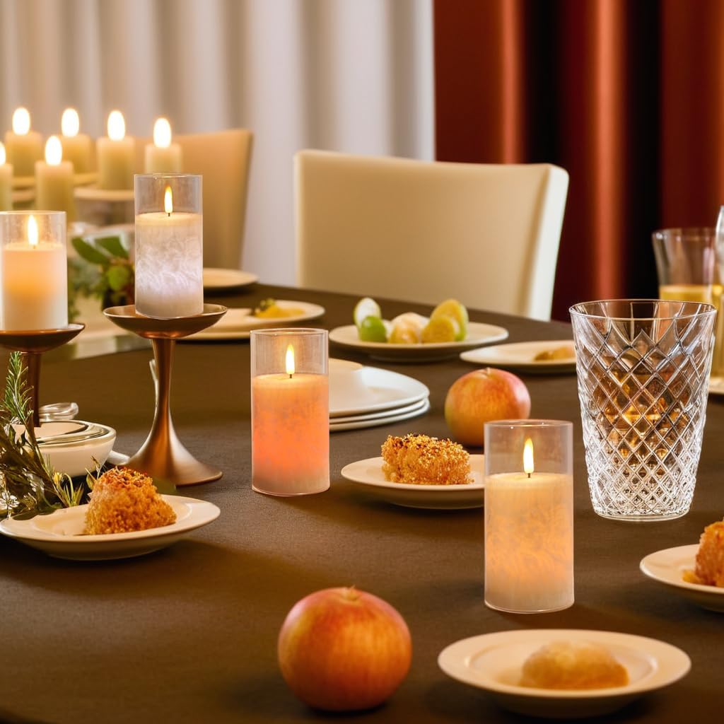 NICEME 12 Multi Colored Flickering LED Flameless Candles with Remote Control Timer Color Changing Candles Real Wax Battery Operated Candles with Flickering Flame Crystal Texture Design, D3”xH4 5 6”