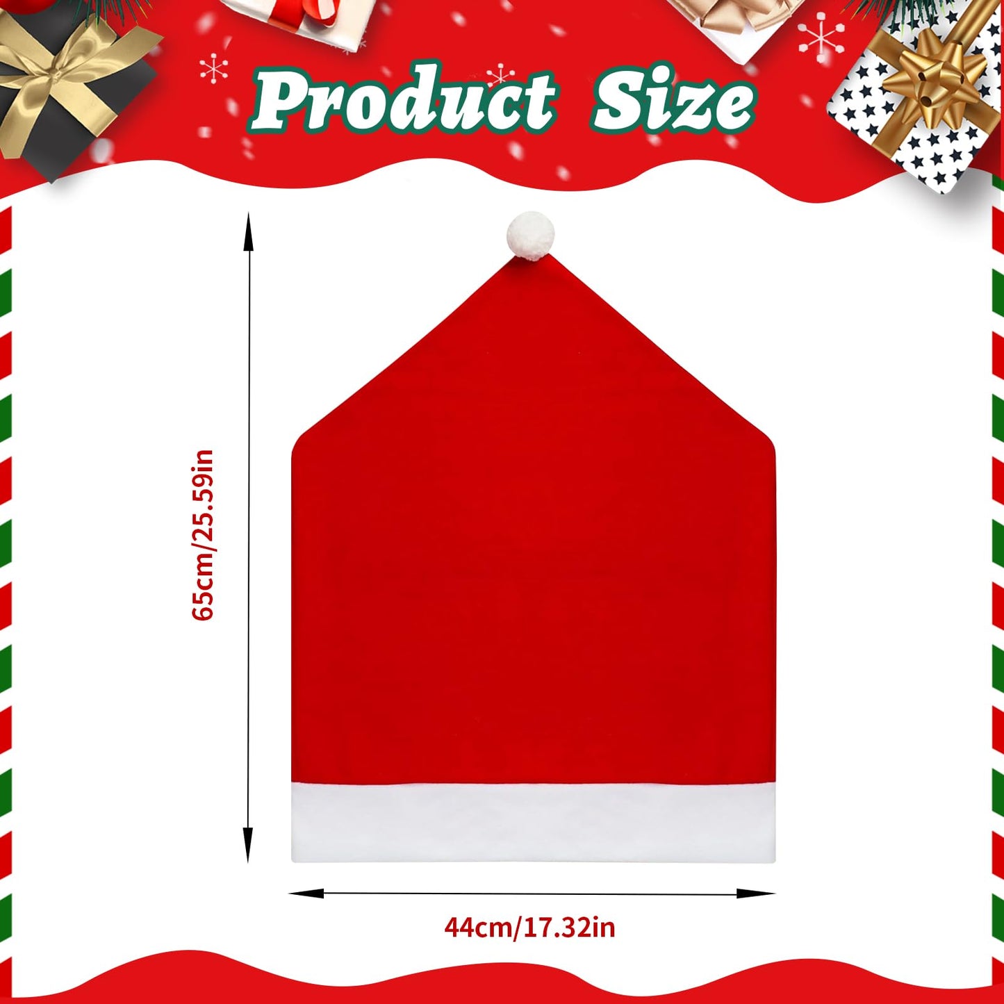 Poxtedsr Red Hat Dining Chair Slipcovers 4pcs, Christmas Chair Covers Set, Kitchen Chair Cover Xmas Indoor Decor Ornaments Set for Christmas Holiday Festival Decoration