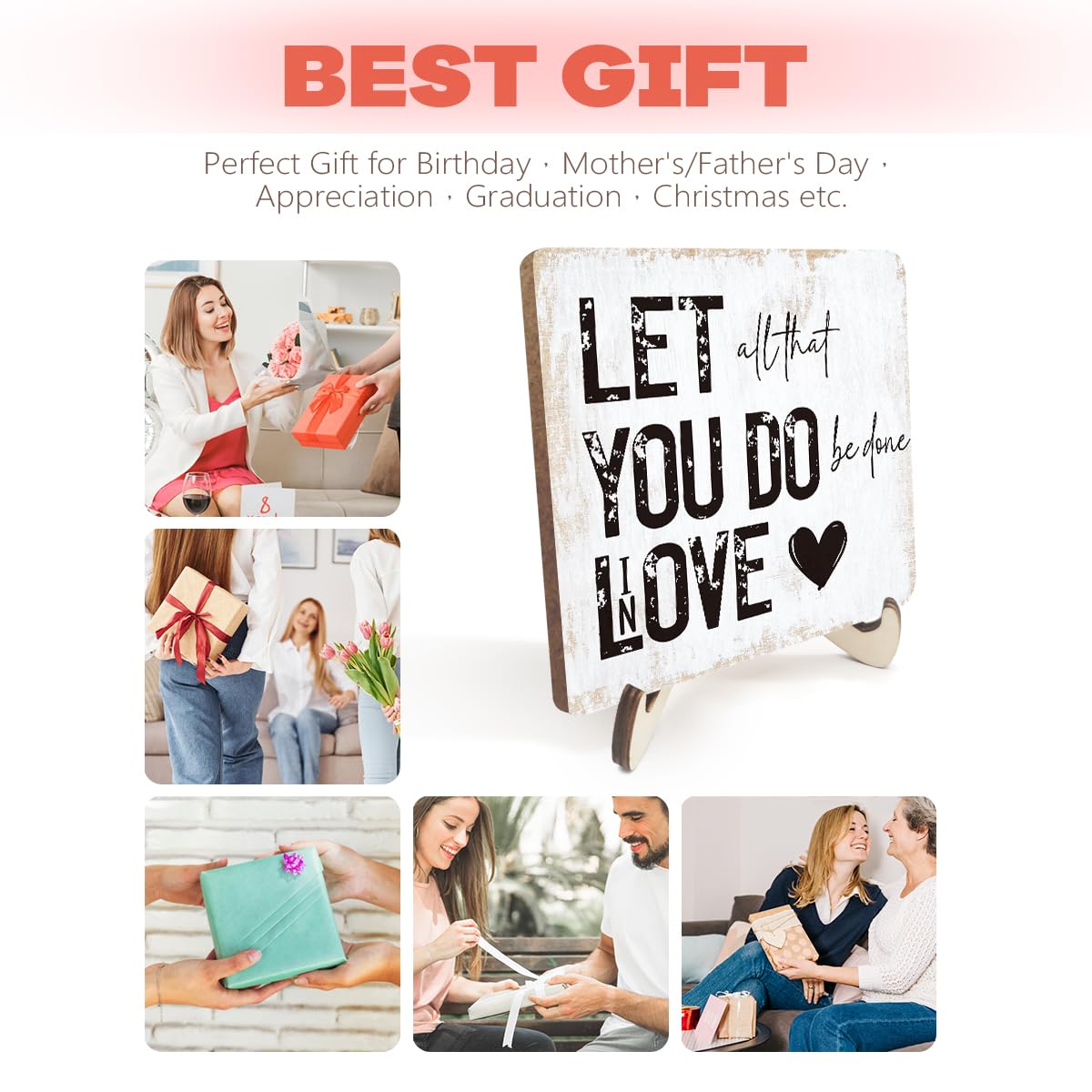 Inspirational Christian Gifts for Women Men Wood Sign Faith Religious Gifts Rustic Motivational Desk Decor Decorative Mental Health Decorations for Home Office Accessories Table Shelf Wooden Plaque