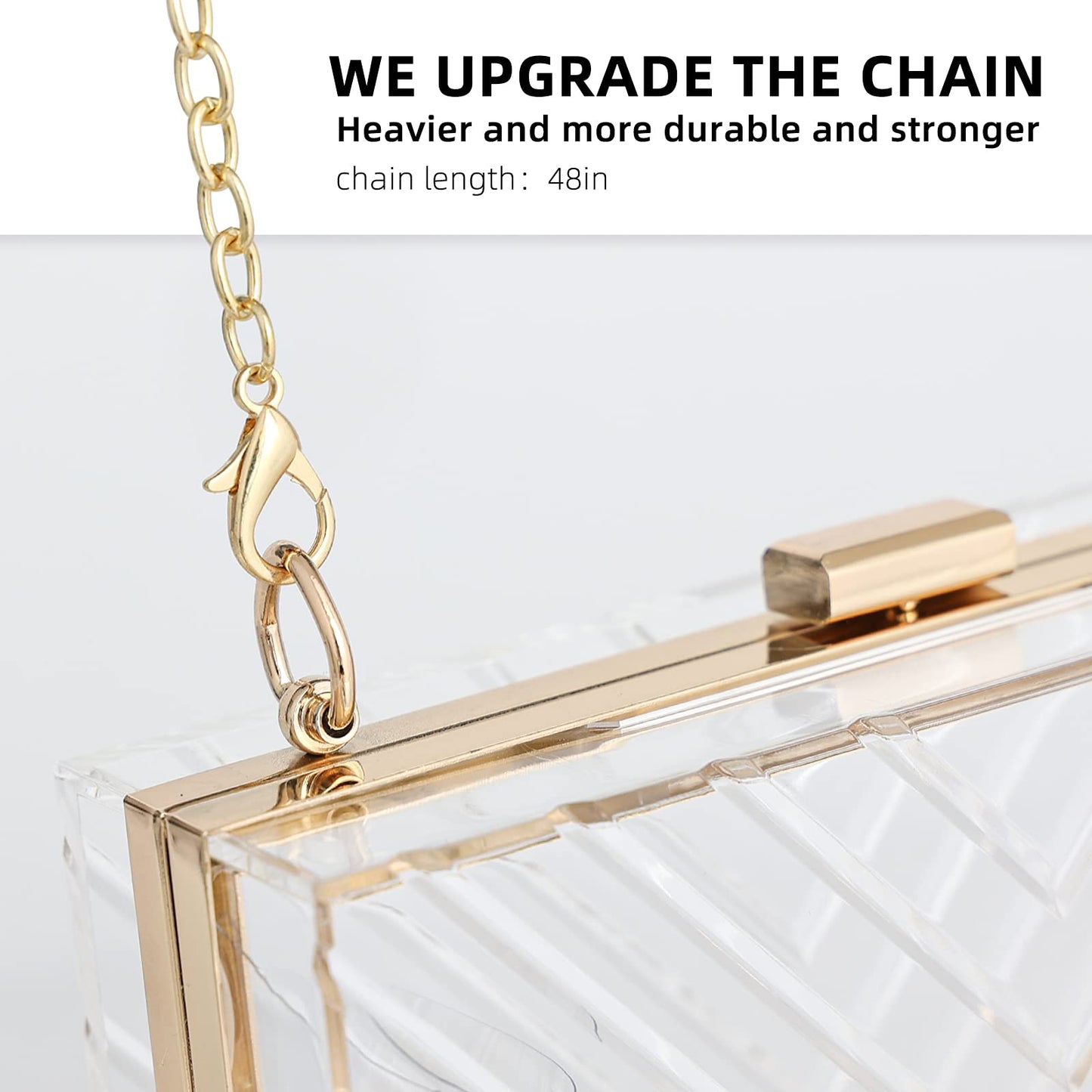 WJCD Clear Purses For Women Acrylic Clear Clutch Bag Stadium Approved (transparent)