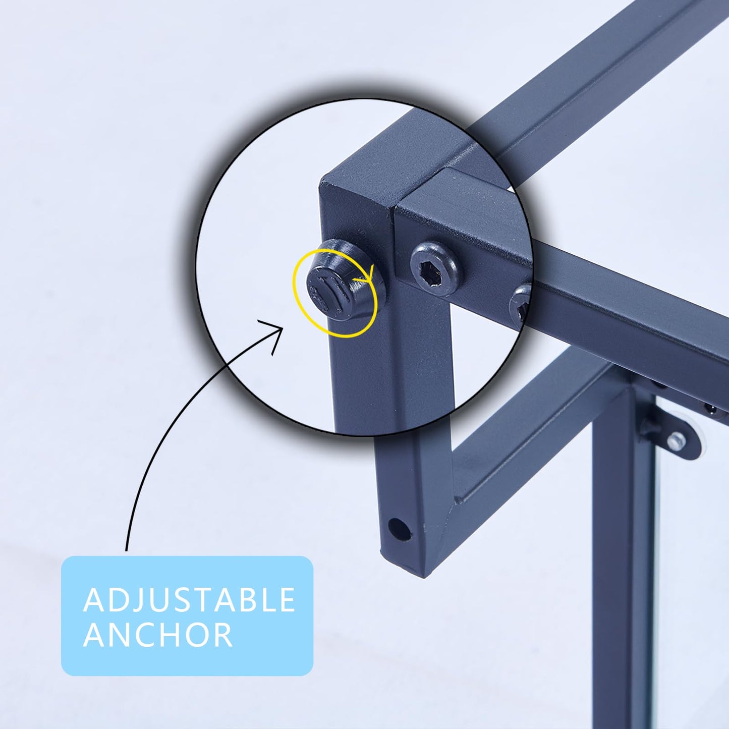 Kebynti 42" Rectangular Glass Coffee Table for Living Room, 2-Tier Center Tea Table with Metal Frame for Small Space, Apartment, Office (Black)