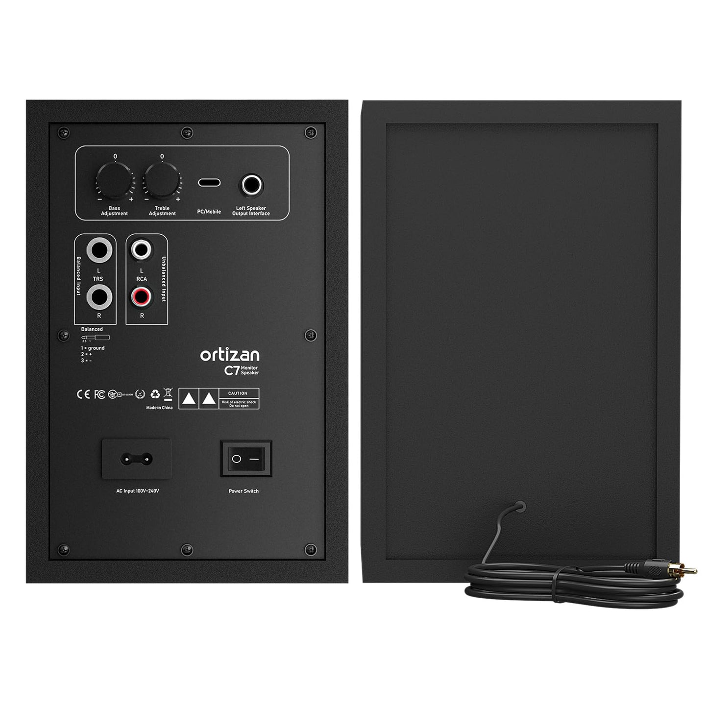 Ortizan C7 Dual-Mode 2.0 Studio Monitors, Active Monitor Speakers for Near Field Music Production, Bluetooth 5.3 Wireless Computer PC Monitor Gaming Bookshelf Speakers(Pair, Black)