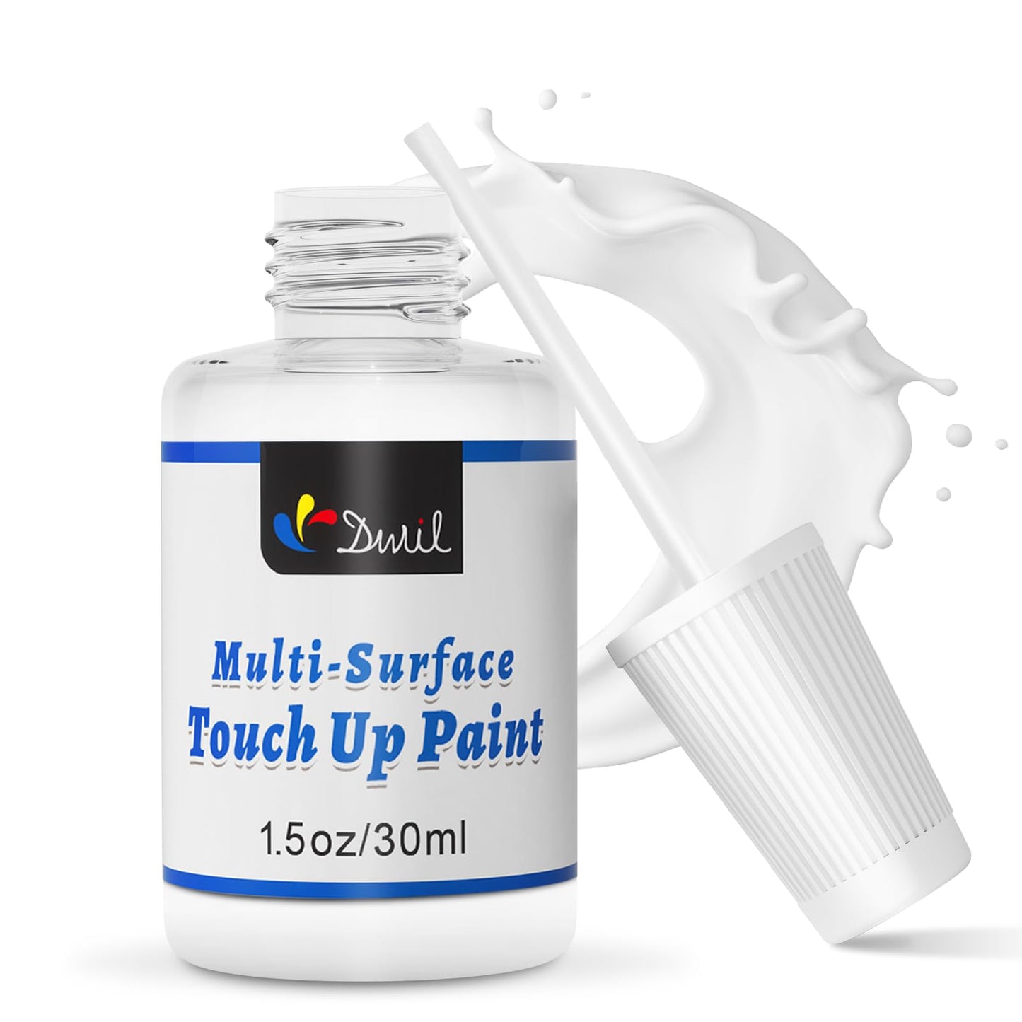 DWIL Multi Surface Touch Up Paint - White Touch Up Paint Pen, Scratch Repair for Wall, Door, Kitchen Cabinets, Wood, Furniture, Appliance, 1.5 Fl Oz (Semi-Gloss, Perfect White)