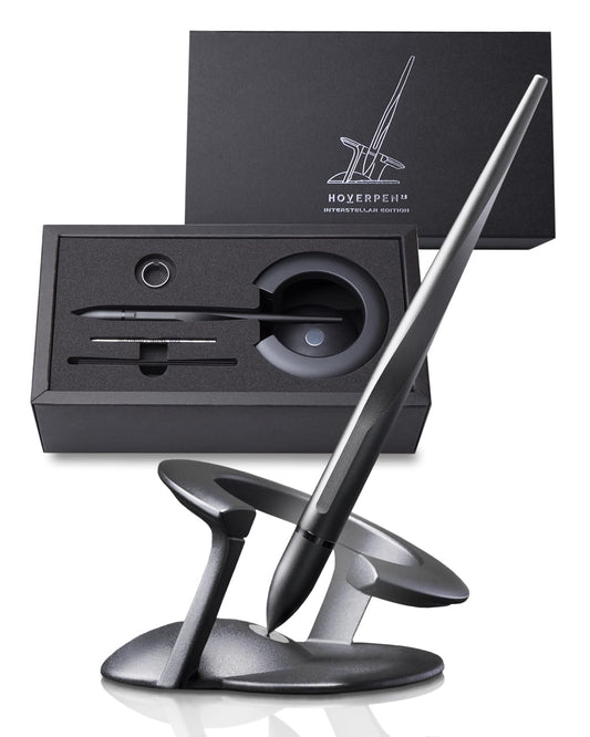 novium Hoverpen Interstellar - Space Black, Ballpoint Pen, Unique Conversational Starter, Premium Futuristic Design, Precision Flow Ink, Schmidt Ballpoint Cartridges