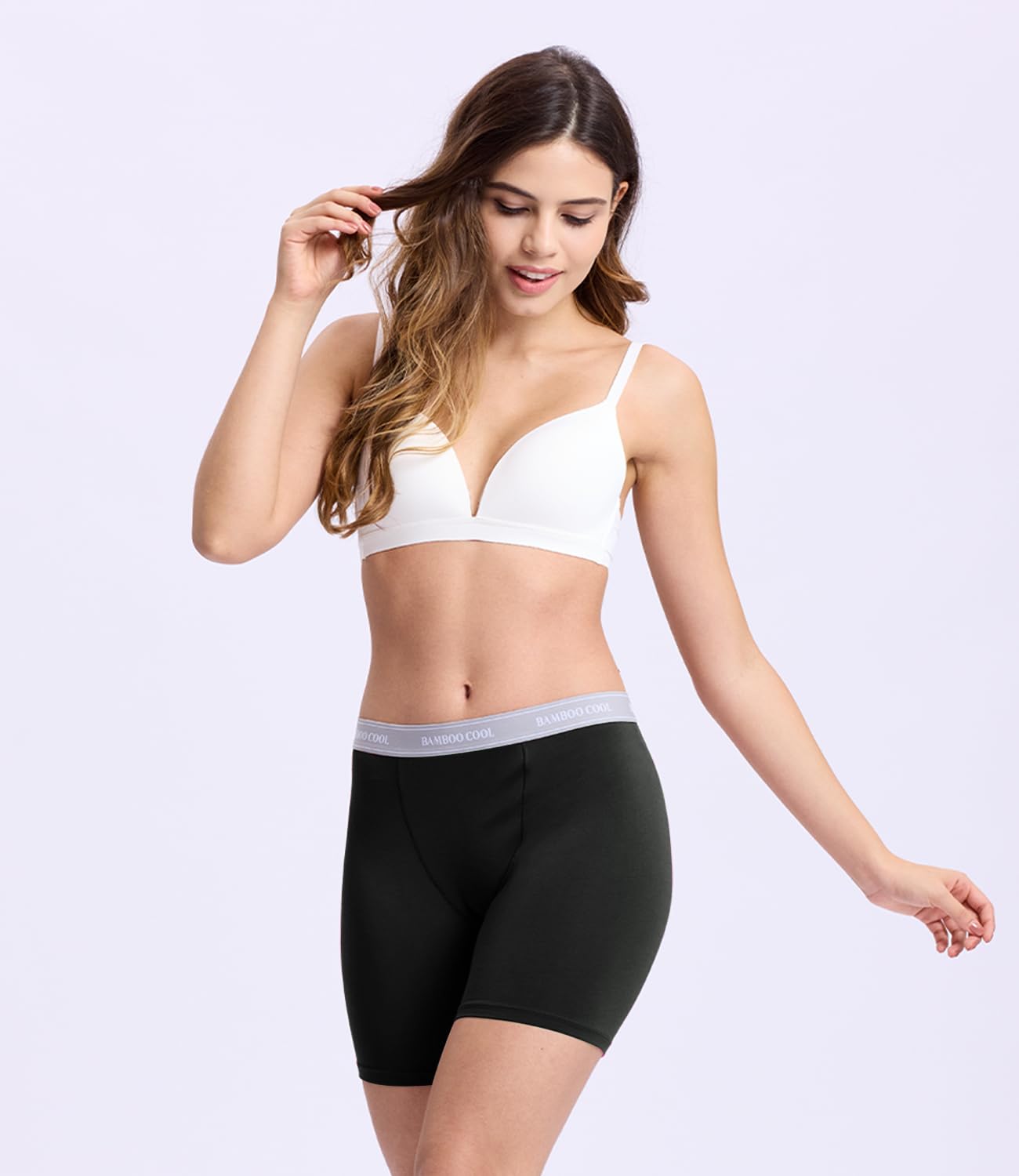 BAMBOO COOL Womens Boxer Briefs Boy Shorts Soft Stretch Panties for Women, 5-Pack