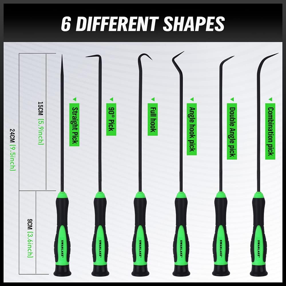 SWANLAKE Pick and Hook Set, Pick Tool Set for Car Auto Oil Seal/O-Ring Seal Gasket Pick Mini Hooks Puller Remover (6PCS)