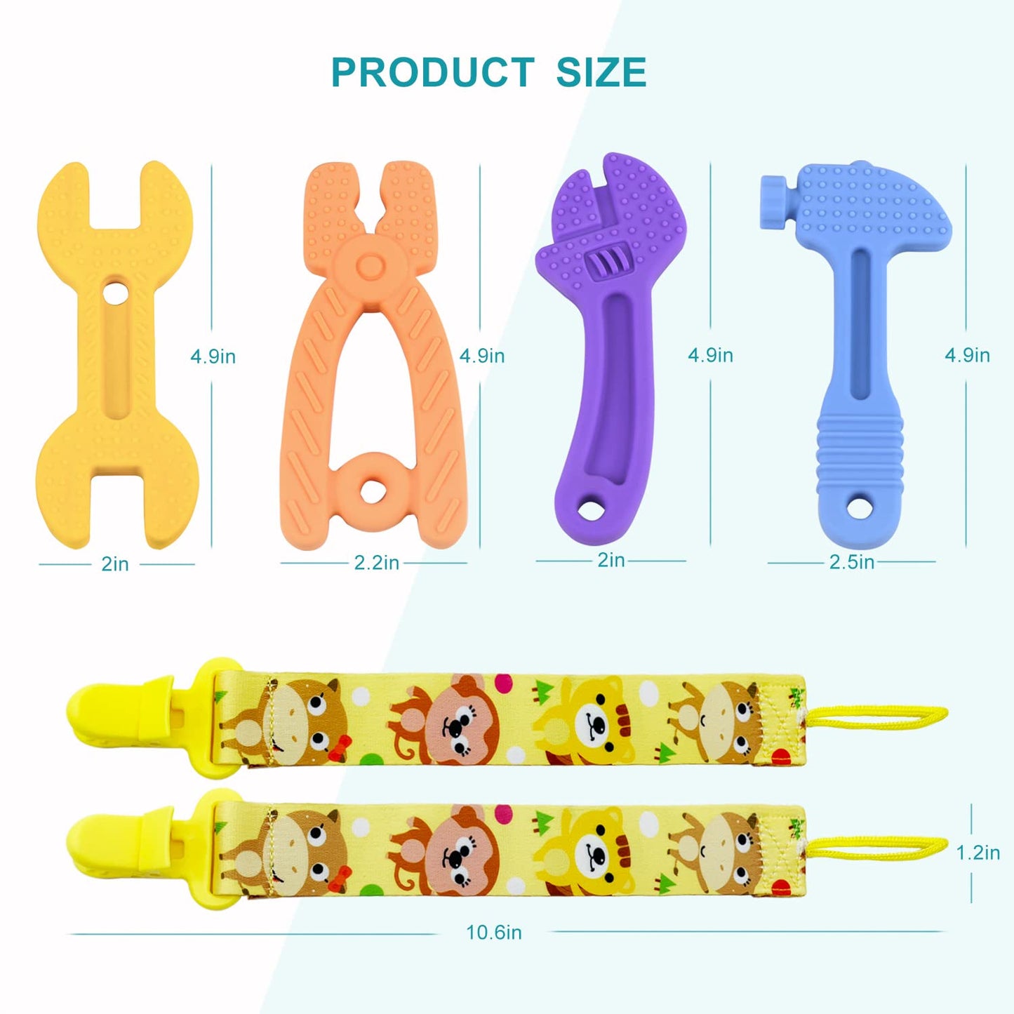 Teething Toys for Babies 3-6 Months 6-12 Months, Baby Teething Toys, Silicone Baby Teether Toys, Baby Chew Toys, Molar Teether, Hammer Wrench Spanner Pliers Shape Teething Toys for Boys Girls