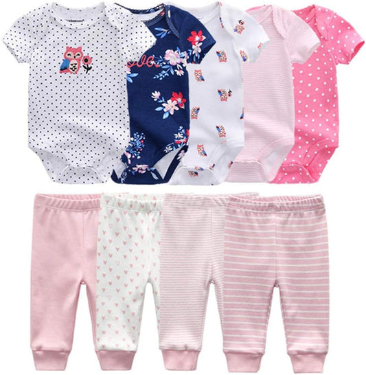 Kiddiezoom Baby Layette Set Baby Boys' 9-Piece Bodysuits Pants Set Toddler Girl Boy Unisex Baby Gift Sets