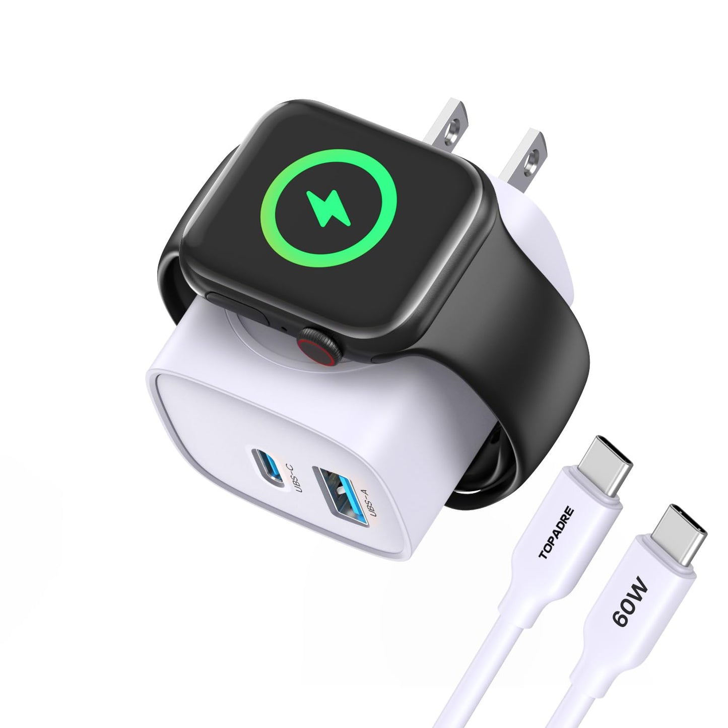 for Apple Watch Charger with 20W Fast Charging Block, 3 in 1 PD USB C Wall Charger Block for iWatch Series Ultra/9/8/7/6, Compatible with iPhone 16/16 Pro/iPhone 15 Series, White