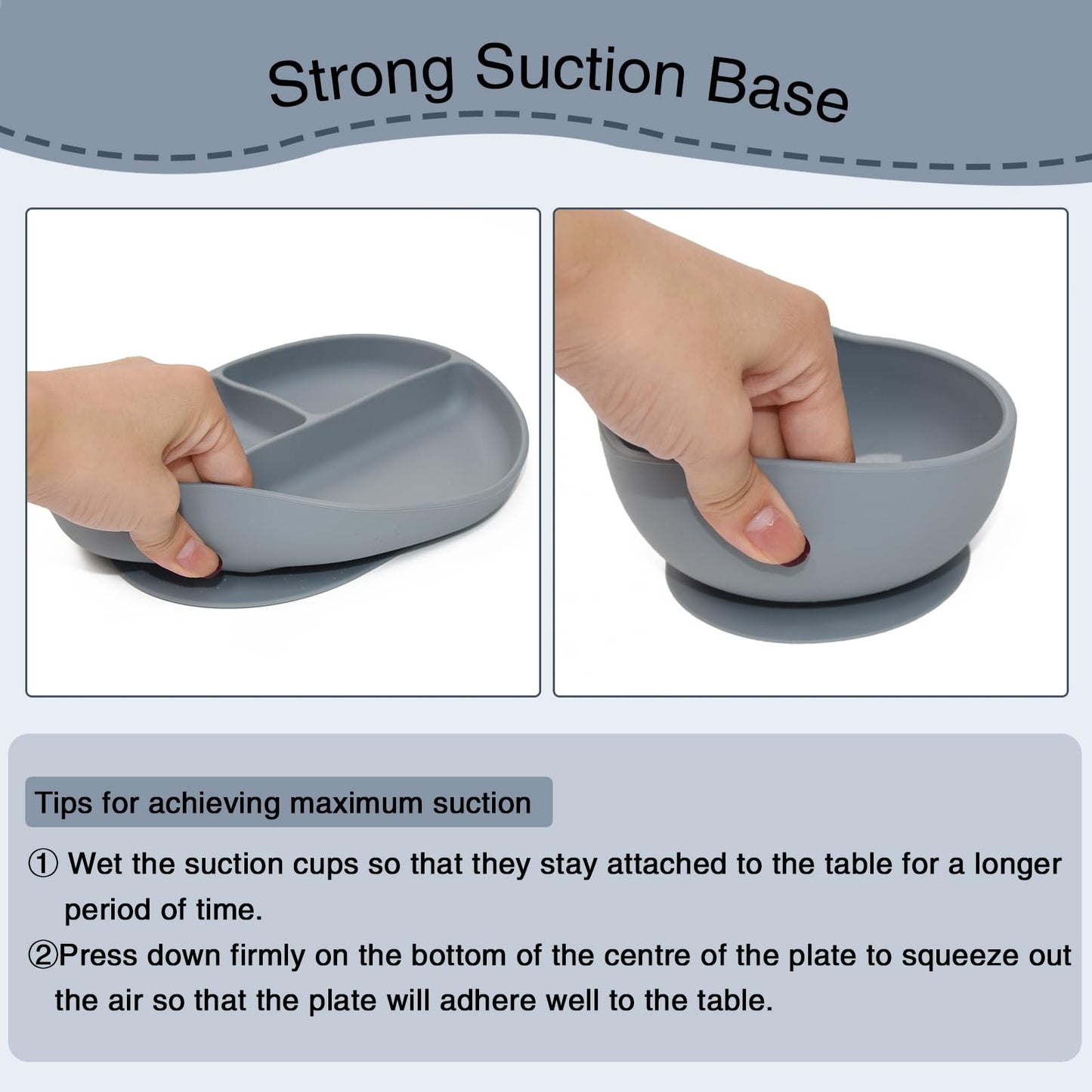 SILI FACTORY Silicone Baby Feeding Set - 10PCS Suction Baby Bowl and Divided Toddler Plates Adjustable Bib Cup Spoons Forks -Baby Led Weaning Supplies, Baby Utensils Eating Essential Set for 6+ Months