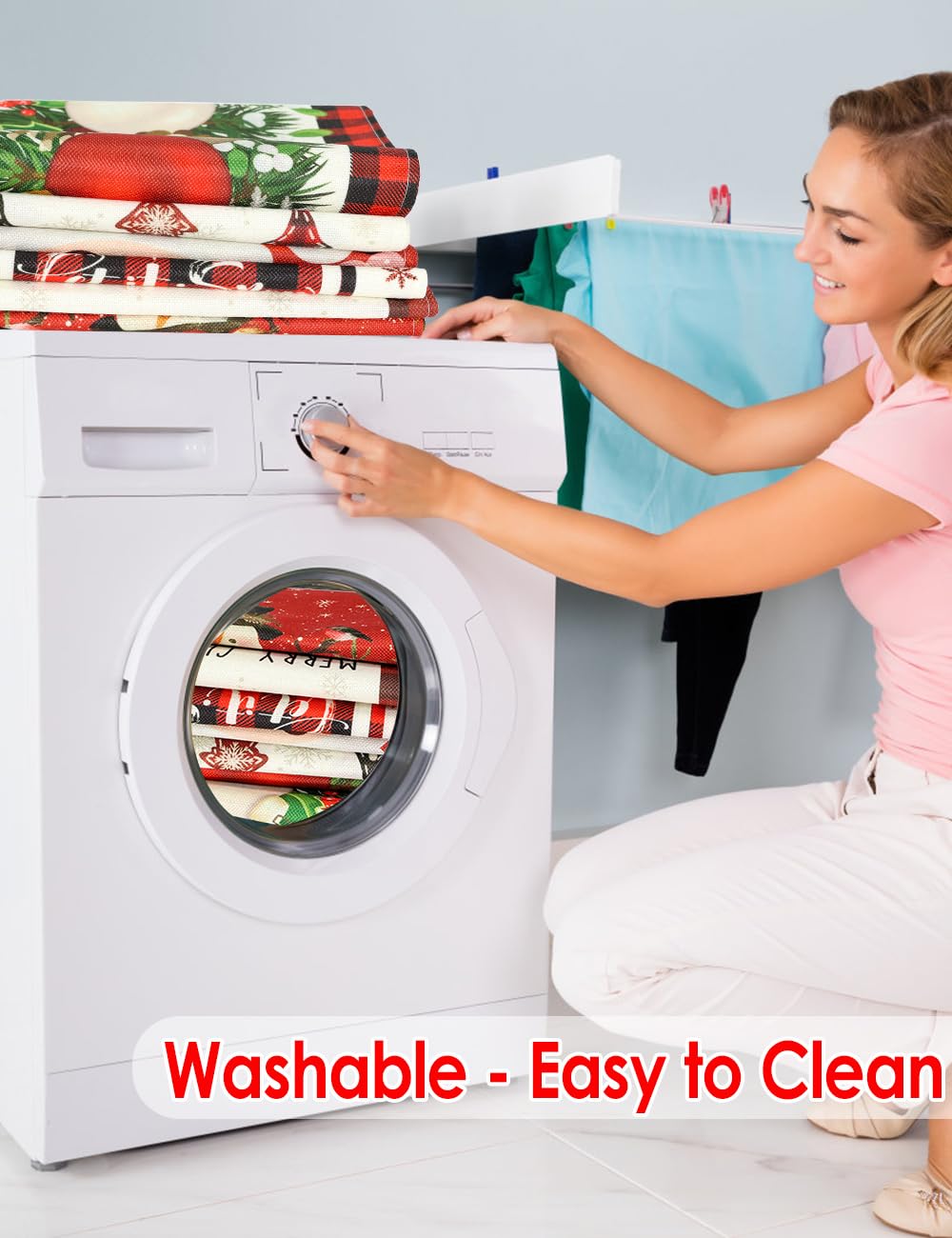 TOYPOPOR Set of 2 Christmas Table Runner, TOYPOPOR 2Pcs Buffalo Linen Christmas Trees Dining Table Runner for Xmas Holiday Seasonal Winter Decoration Indoor Outdoor Party Wedding - 72Inches