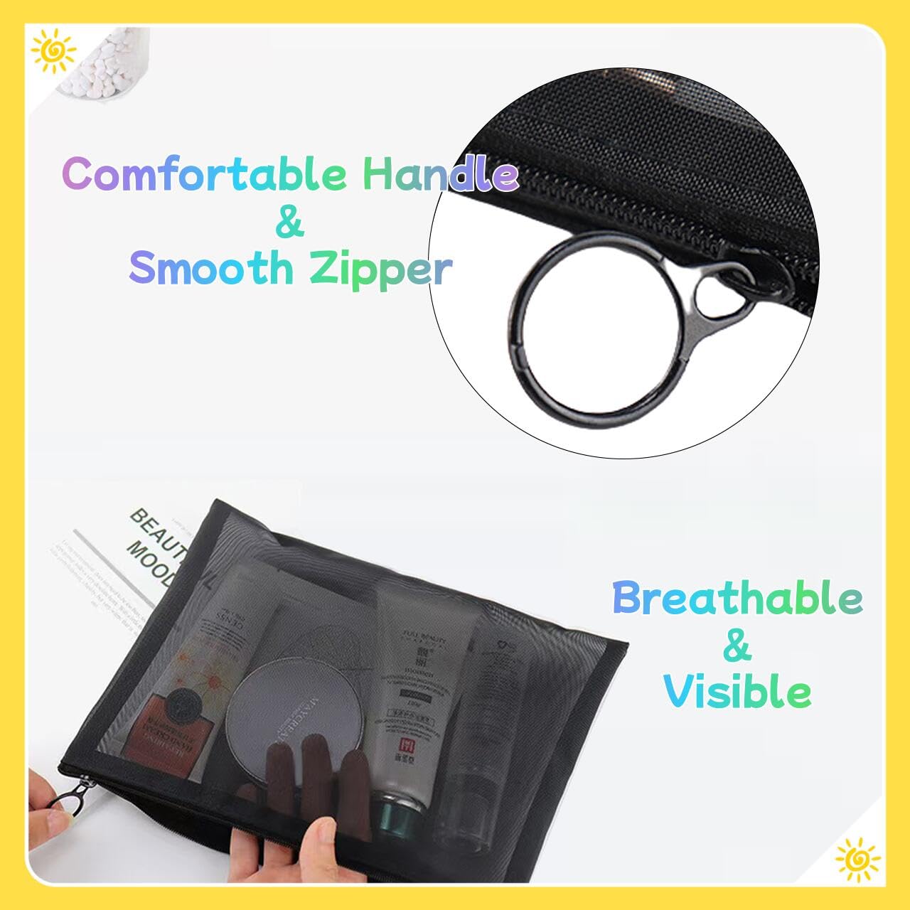 5-Pack Small Mesh Makeup Bag with Zipper for Purse, Diaper Bag Organizing Pouches, Purse Organizer Pouches for Travel Toiletry Bag