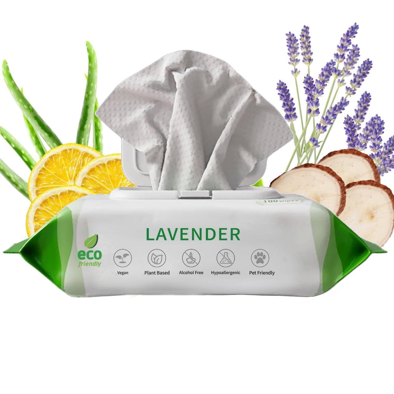 Petazy Dog Wipes for Paws and Butt Ears Eyes | Organic Pet Wipes for Dogs | Hypoallergenic Lavender Scented Dog Wipes Cleaning Deodorizing | Extra Thick Plant Based Wipes Dogs Cats Pets | 100 Count