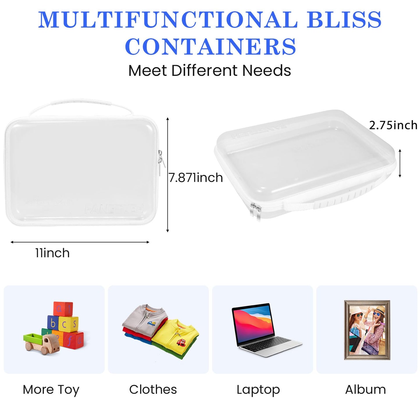 4Pack Zippered Hard Pouch, Clear Hard Shell Zipper Case, Clear Plastic Pouches Travel Bags for Kids, Storage for Building Blocks, Puzzles, Cosmetics, Crafting Supplies