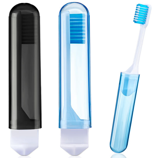 Patelai 8 Pieces Travel Toothbrush Set, Soft Bristle Mini Foldable Tooth Brush with Case, Individually Wrapped Small Portable Travel Size Toiletries Stuff for Camping (Bright Color)