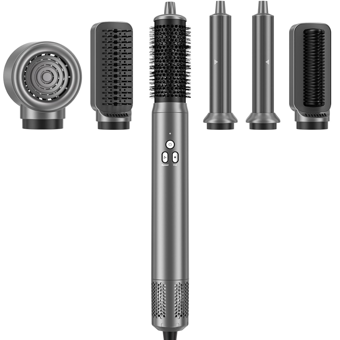 AOMEES Professional Hot Air Styler & Drying System, 6 in 1 Powerful Hair Dryer Brush • Styling Without Heat Damage, with Air Curler, Hair Dryer, Volumizer Brush, Hair Straightener Brush, Smooth Comb