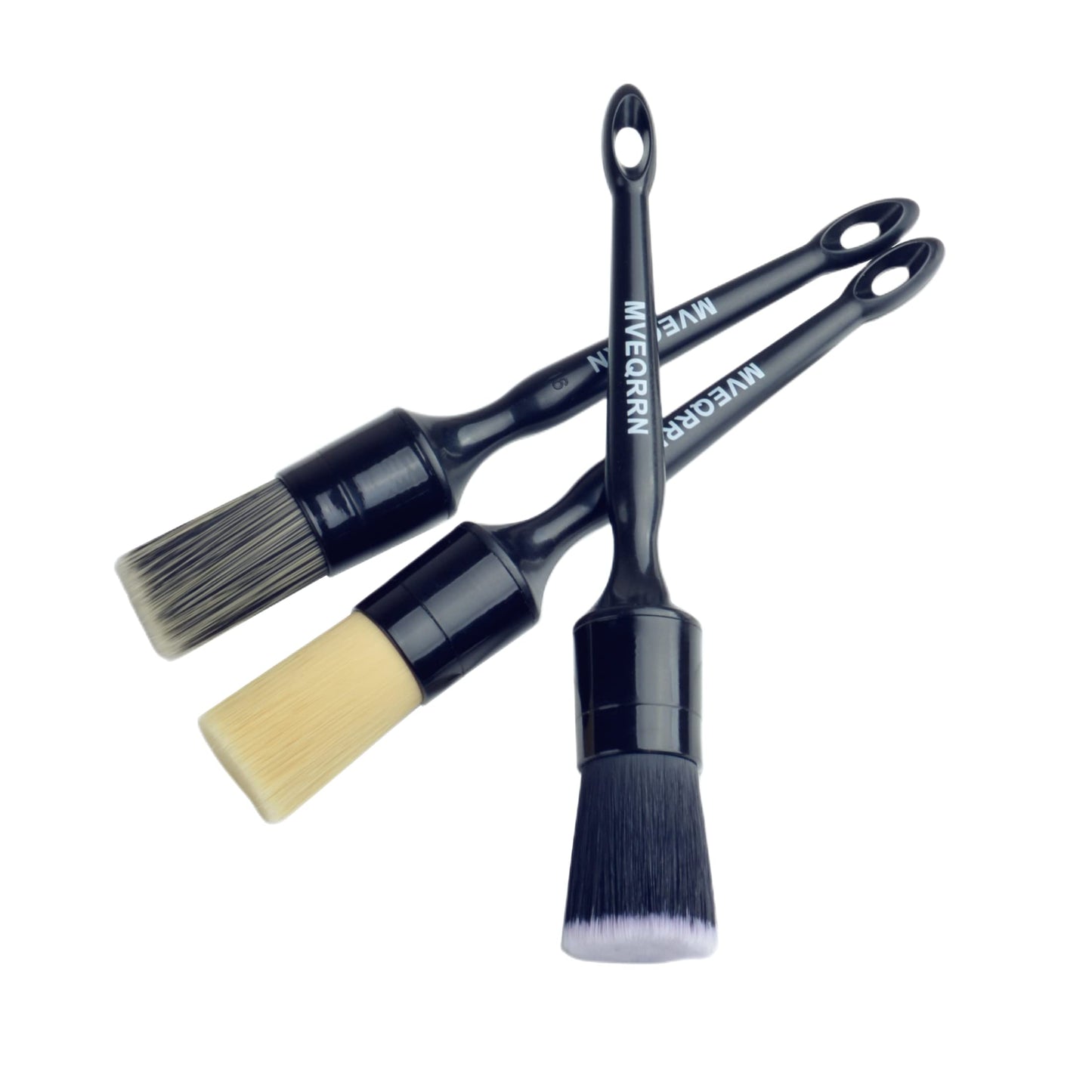 MVEQRRN 3pcs Car Detailing Brush Set-1pcs Boars Hair Car Detailing Brushes,1pcs Ultra Soft No Scratch Detailing Brush for Air Vent,Leather Seat 1pcs Detail Brushes car Detailing for Interior Exterior