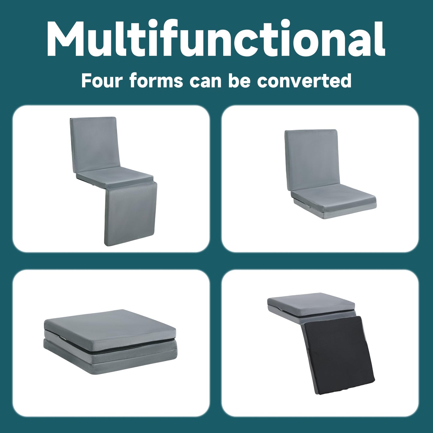 HOMBYS 3-in-1 Recliner Seat Cushion with Lumbar Support Pillow & Footrest, Multi-Functional Adjustable Height 2" to 6" for You to Choose, Non-Slip Foam Chair Cushion for Elderly, Light Grey