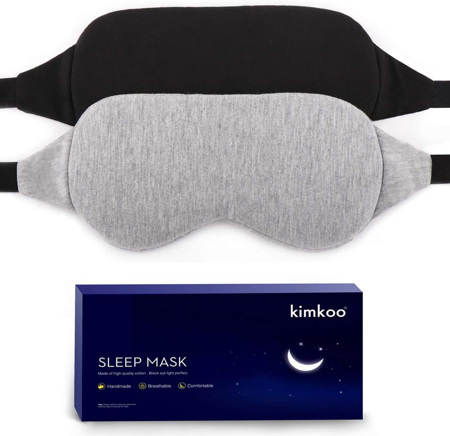 Sleep Mask-Eye Mask for Sleeping, Sleeping Mask Blocking Out Light Perfectly for Women and Men, Soft and Comfortable Blindfold for Travelling, with Pouch (Black+Gray)